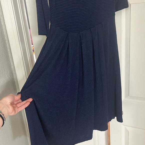 Navy ModCloth Gilli A-lined Dress 3/4 sleeves - Picture 4 of 10